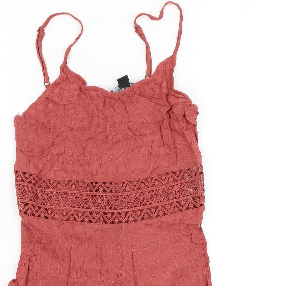 Primark Womens Red  Viscose Playsuit One-Piece Size 6 L3 in Pullover