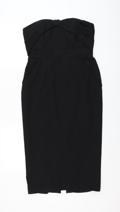 Coast Womens Black  Viscose Pencil Dress  Size 12  Sweetheart Zip