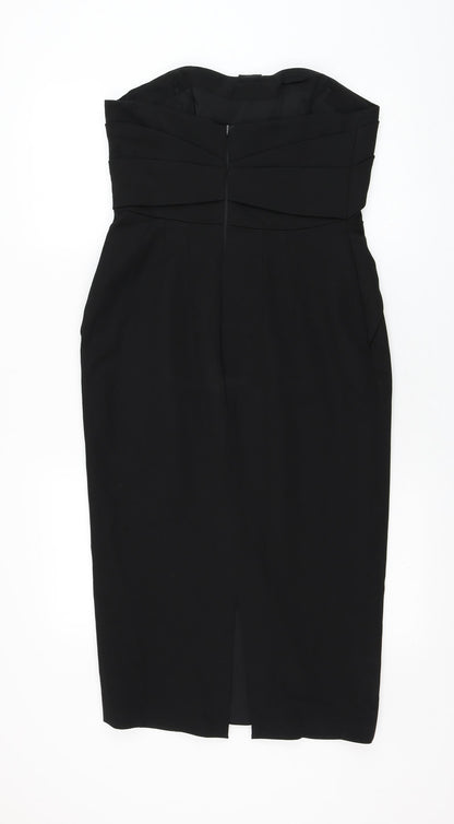 Coast Womens Black  Viscose Pencil Dress  Size 12  Sweetheart Zip