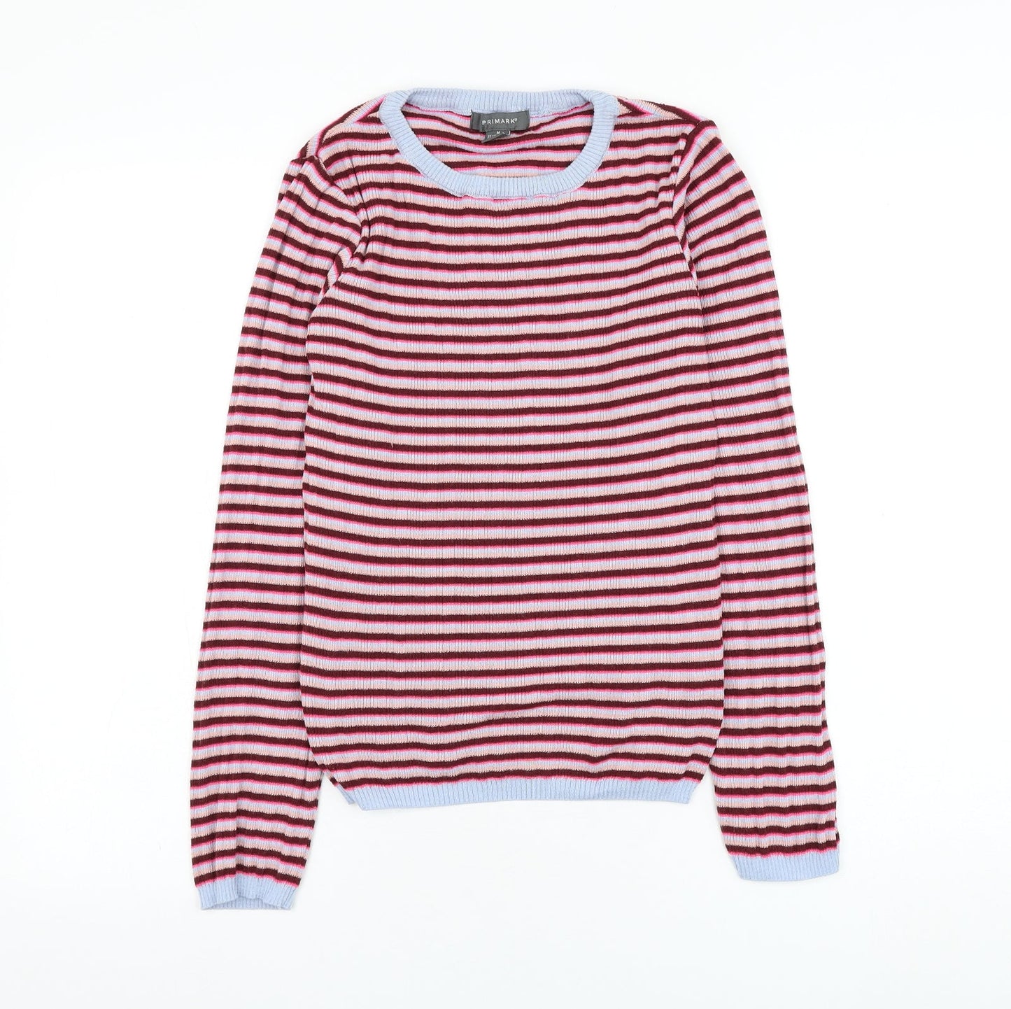 Primark Womens Purple Round Neck Striped Polyester Pullover Jumper Size 12