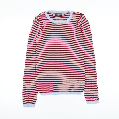 Primark Womens Purple Round Neck Striped Polyester Pullover Jumper Size 12