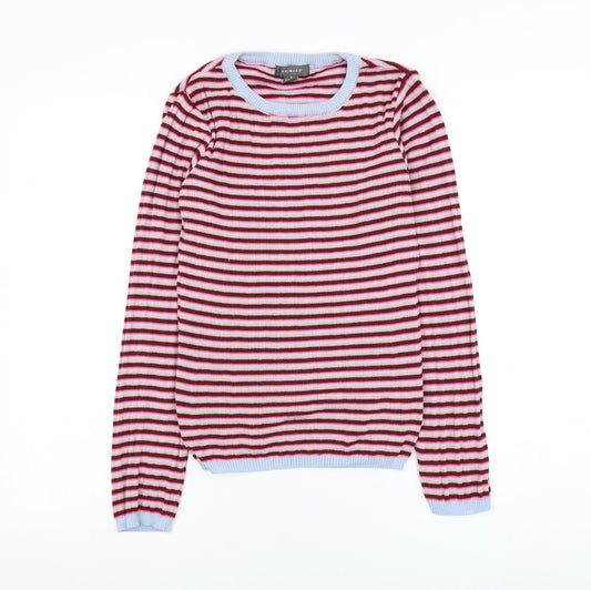Primark Womens Purple Round Neck Striped Polyester Pullover Jumper Size 12