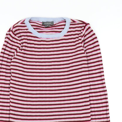 Primark Womens Purple Round Neck Striped Polyester Pullover Jumper Size 12
