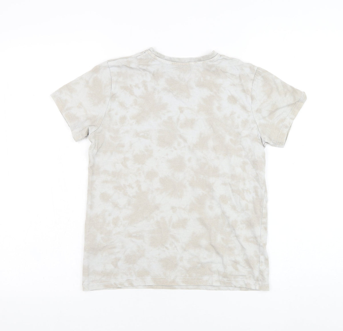 Primark Boys Grey  Cotton Basic T-Shirt Size 10-11 Years Round Neck Pullover - Tie dye