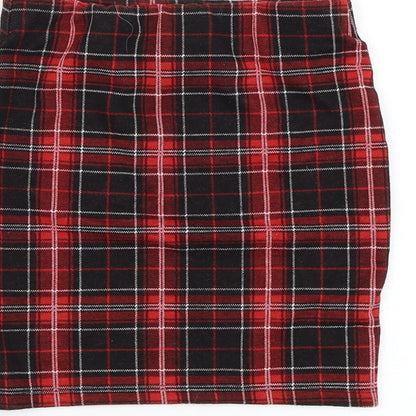 New Look Girls Red Check Polyester Straight & Pencil  Size 9 Years  Regular Pull On