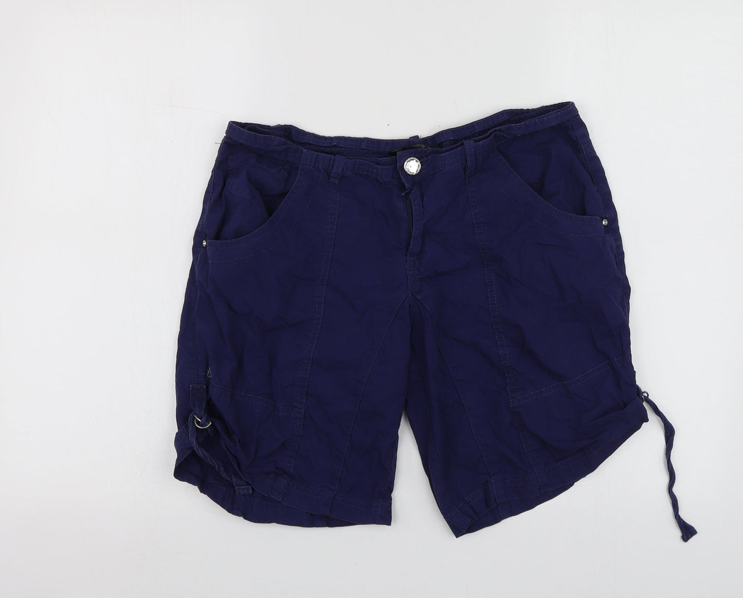 Dunnes Stores Womens Blue  Cotton Bermuda Shorts Size 10 L15 in Regular