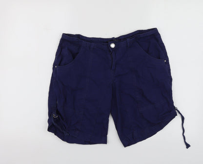 Dunnes Stores Womens Blue  Cotton Bermuda Shorts Size 10 L15 in Regular