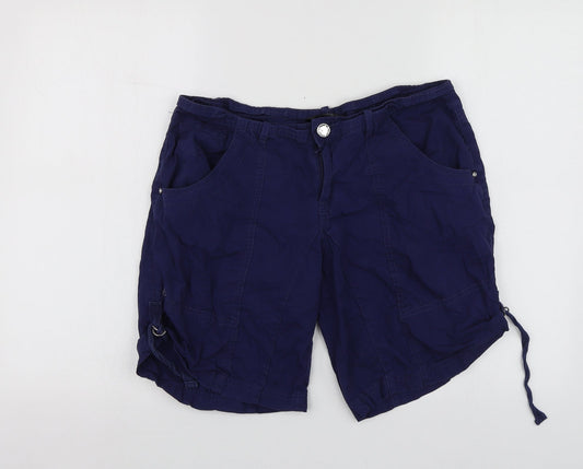 Dunnes Stores Womens Blue  Cotton Bermuda Shorts Size 10 L15 in Regular