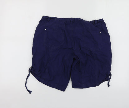 Dunnes Stores Womens Blue  Cotton Bermuda Shorts Size 10 L15 in Regular