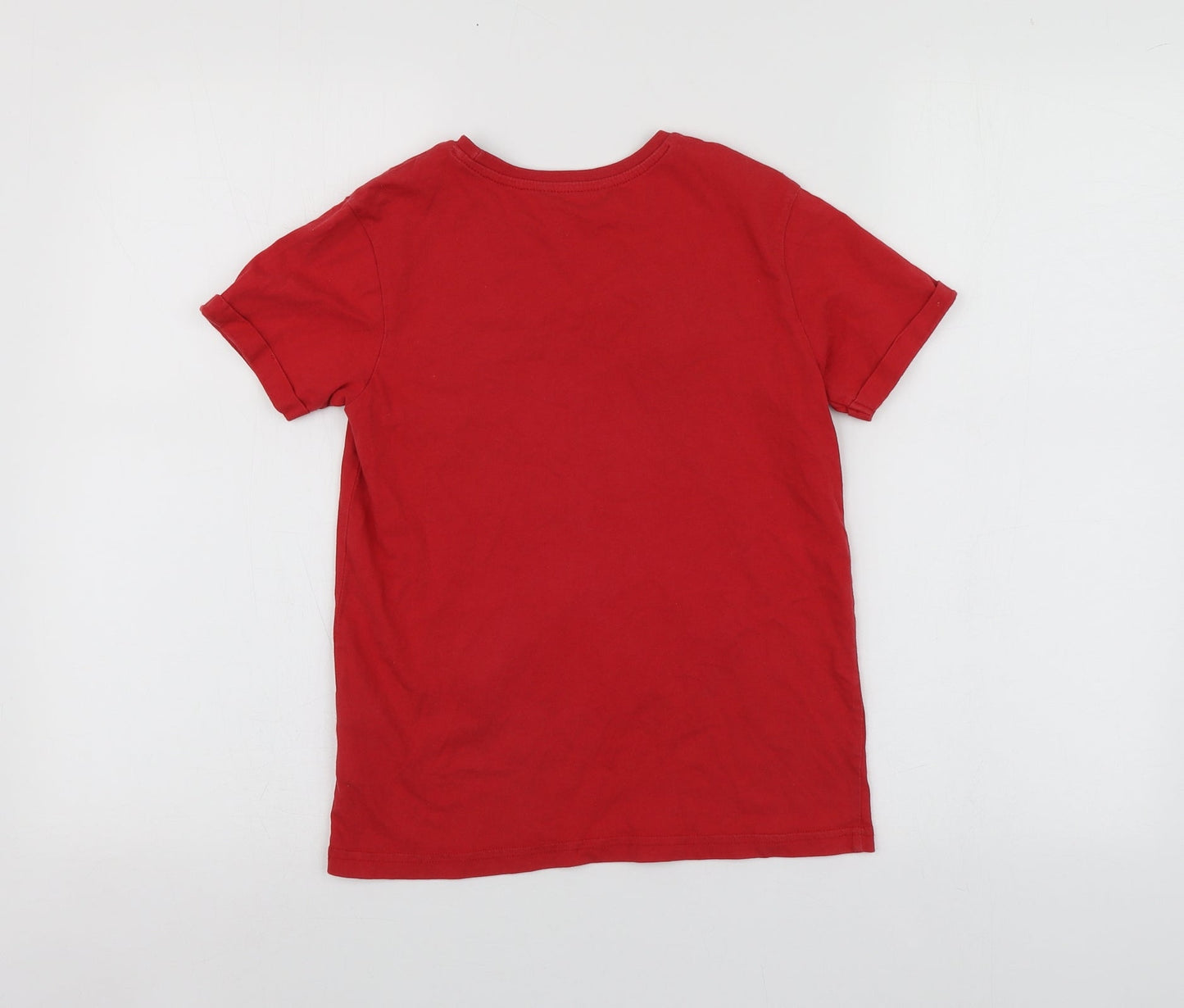 George Boys Red Geometric Cotton Basic T-Shirt Size 8-9 Years Round Neck