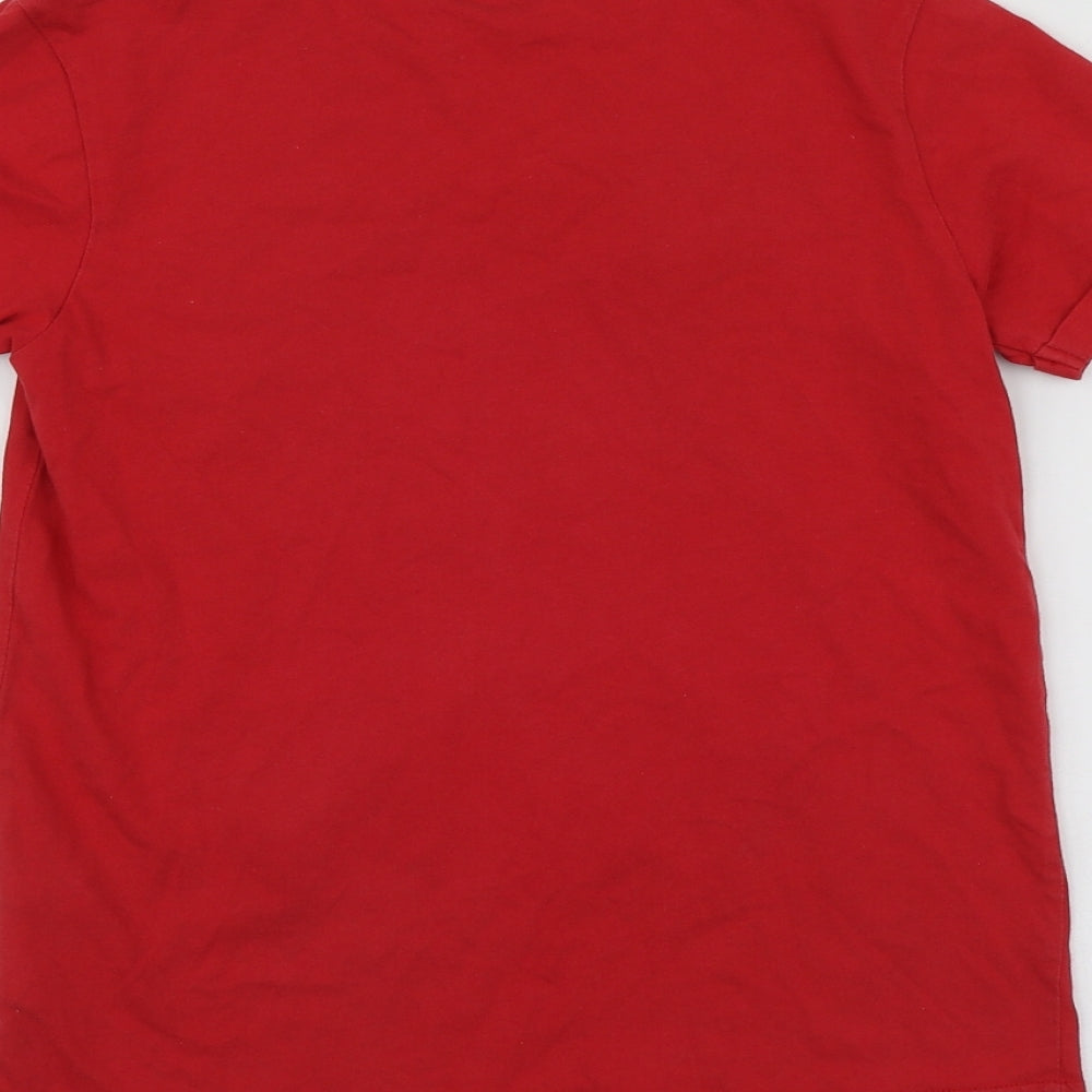 George Boys Red Geometric Cotton Basic T-Shirt Size 8-9 Years Round Neck