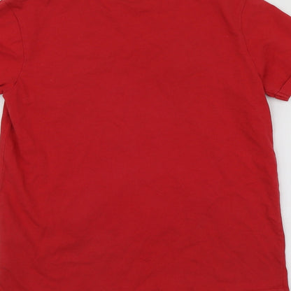 George Boys Red Geometric Cotton Basic T-Shirt Size 8-9 Years Round Neck