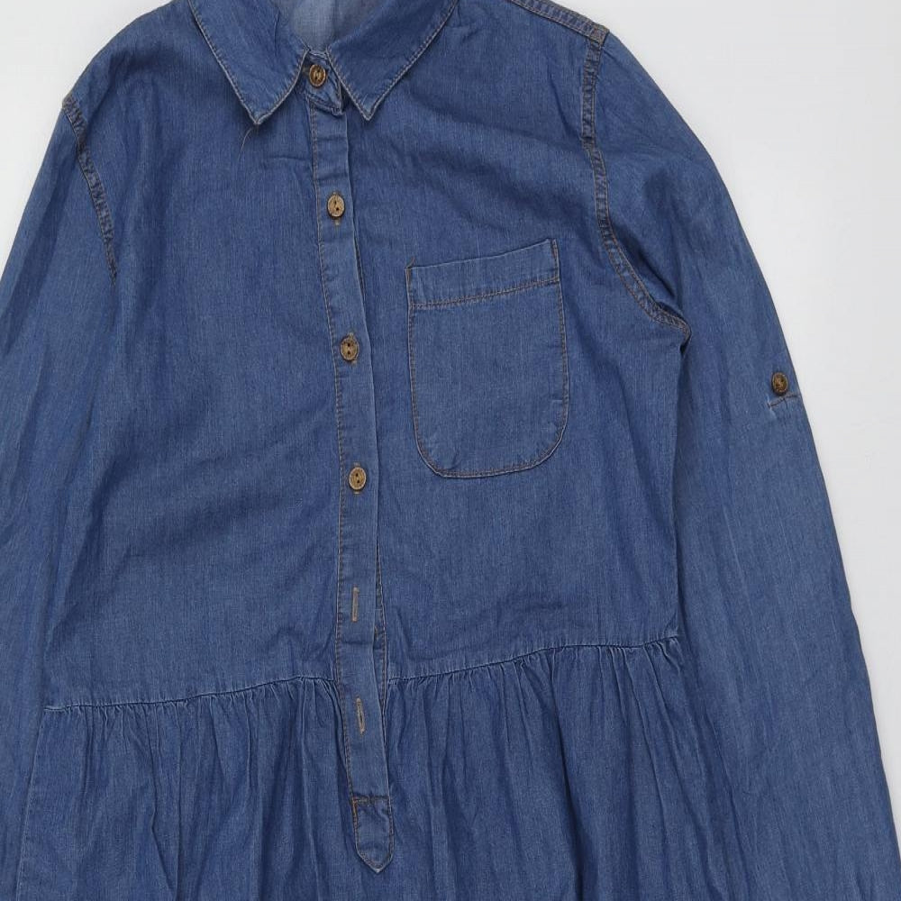 Polo Login Womens Blue  Cotton Skater Dress  Size S  Collared