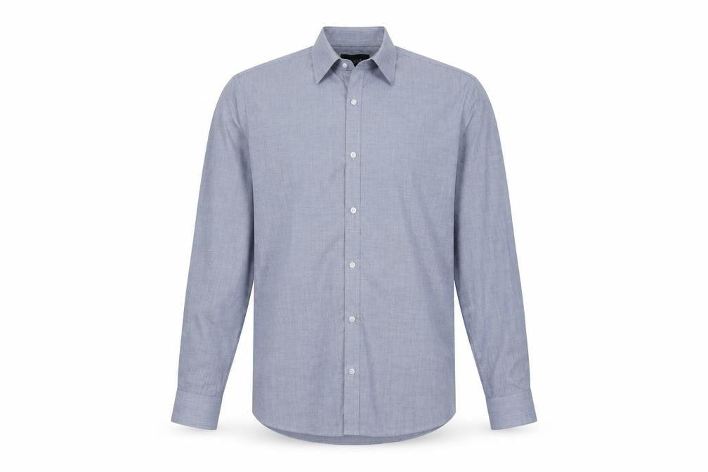 Mens UK Size 15 F&F Blue  Button-Up Long Sleeve Casual Shirt