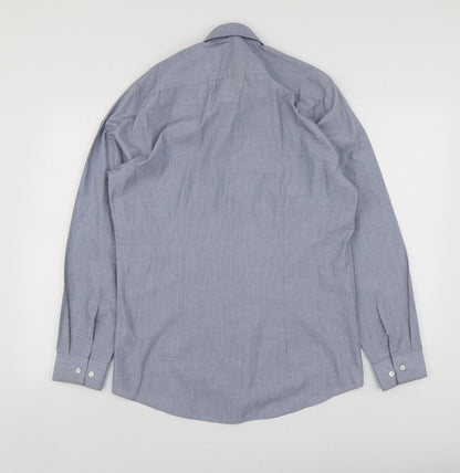 F&F Mens Blue  Polyester  Button-Up Size 15 Collared