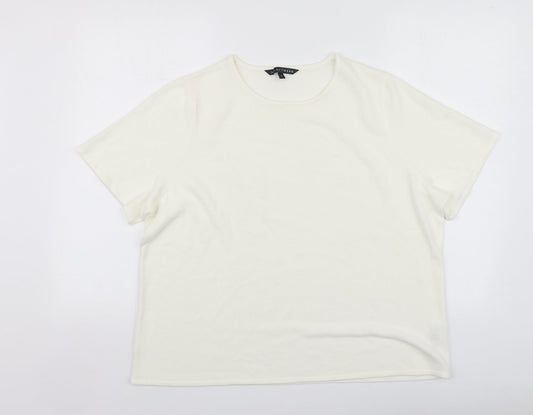 Love Knitwear Womens Ivory Round Neck  Acrylic Pullover Jumper Size 22