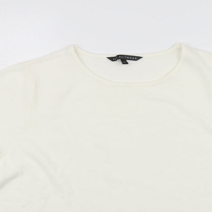 Love Knitwear Womens Ivory Round Neck  Acrylic Pullover Jumper Size 22