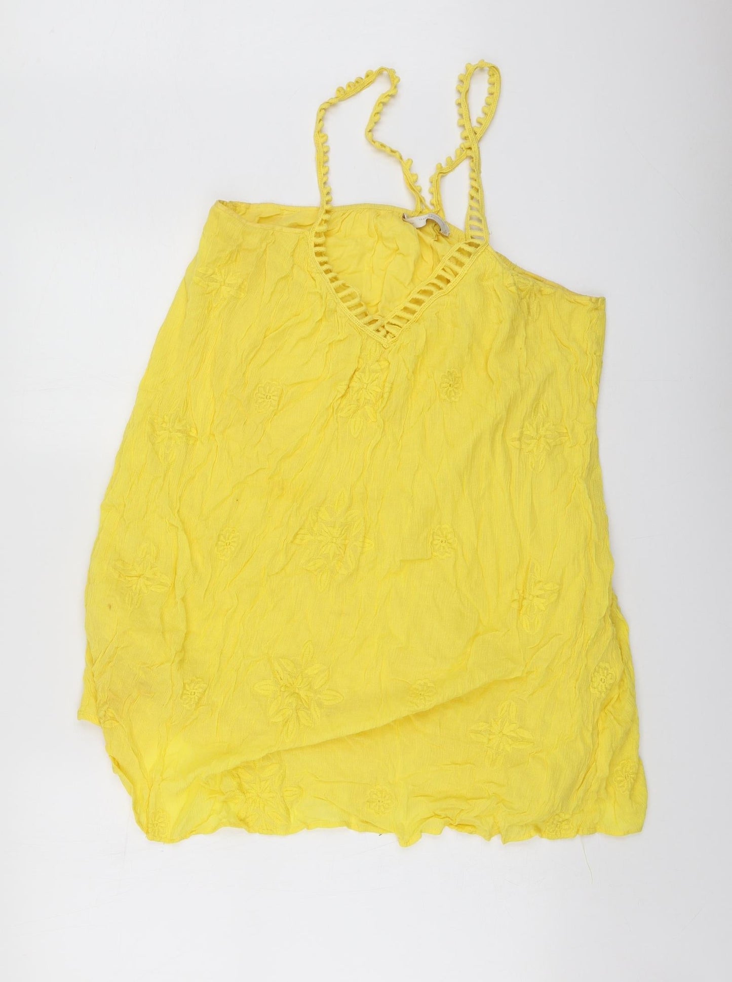 Womens UK Size L Zara Yellow Basic Blouse