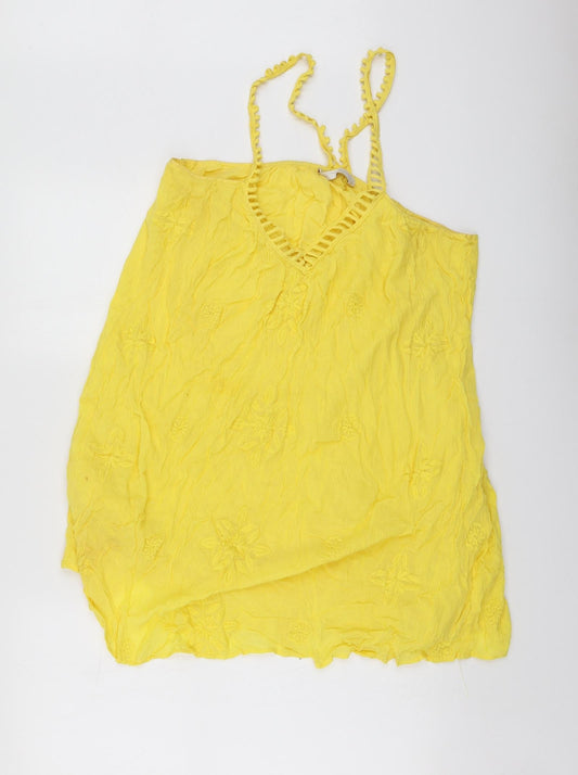 Womens UK Size L Zara Yellow Basic Blouse