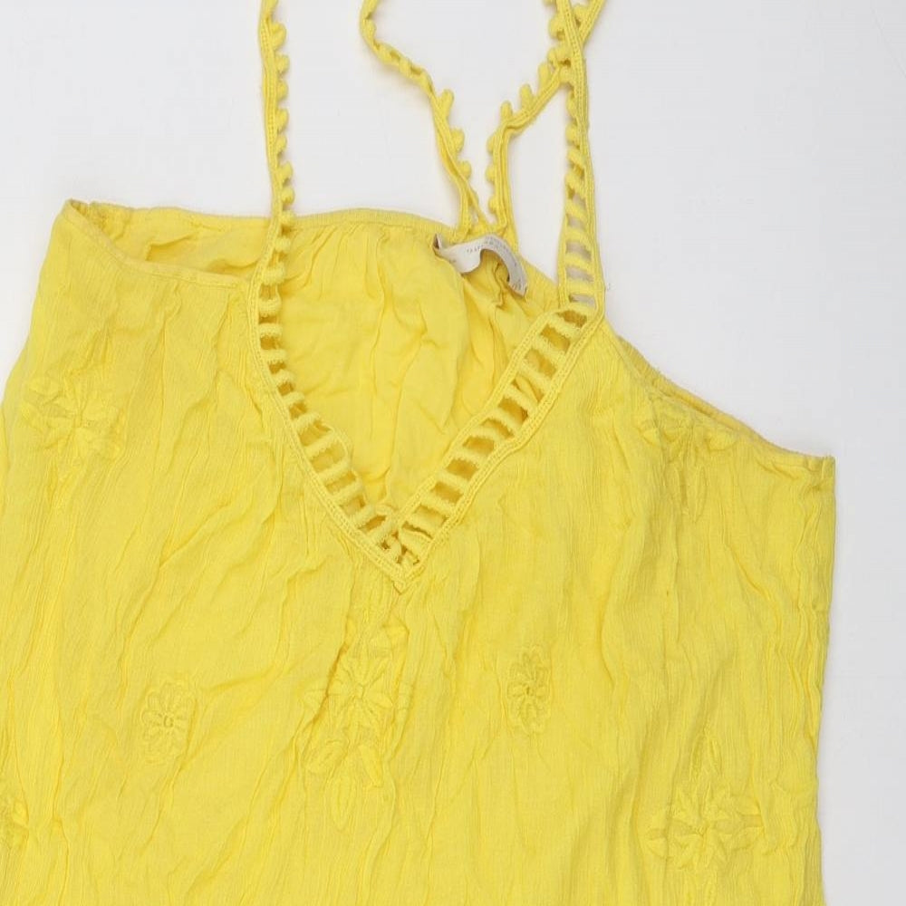 Womens UK Size L Zara Yellow Basic Blouse