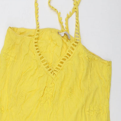Womens UK Size L Zara Yellow Basic Blouse