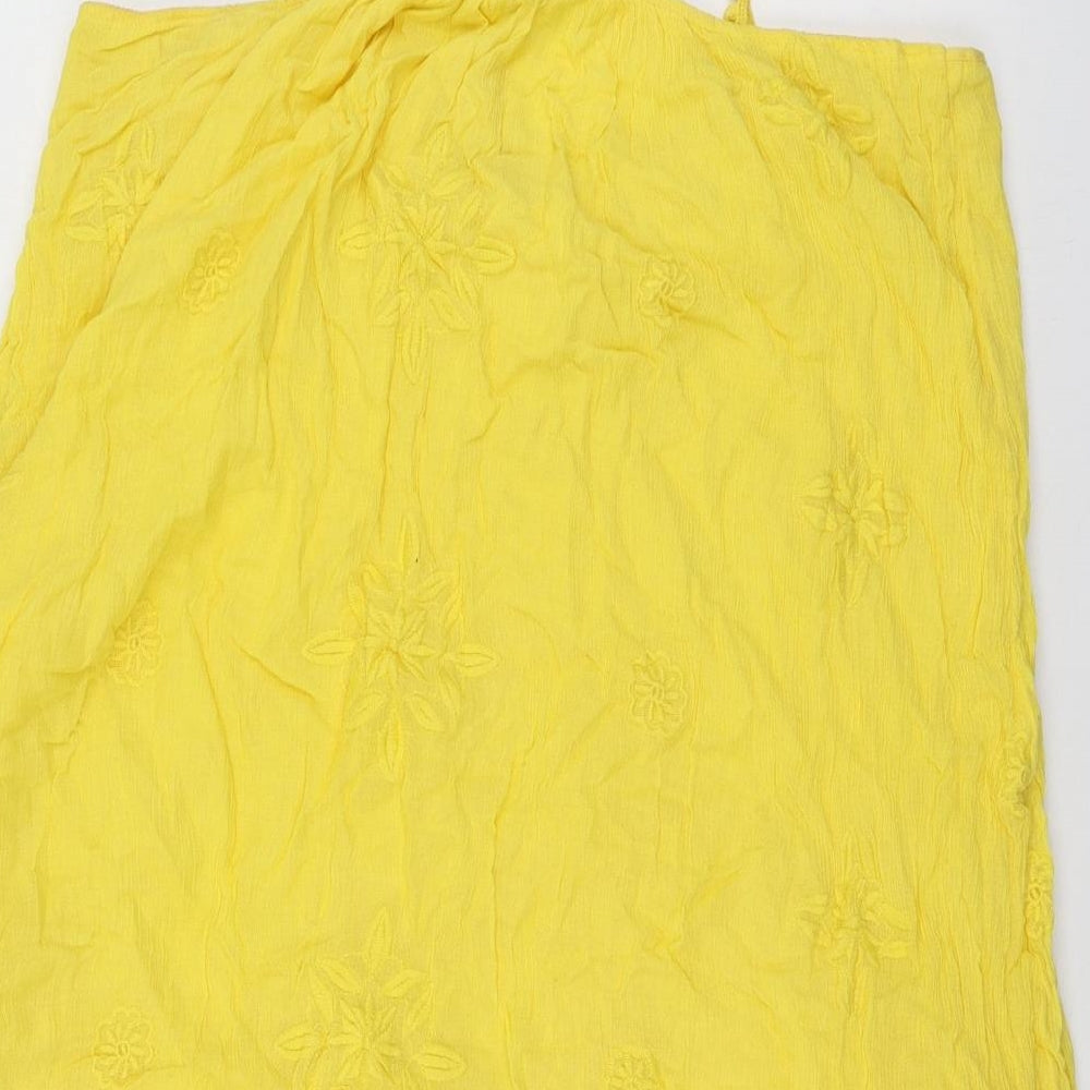 Womens UK Size L Zara Yellow Basic Blouse