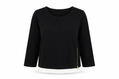 Trawelers Womens Black  Polyester Basic Blouse Size 6 Round Neck