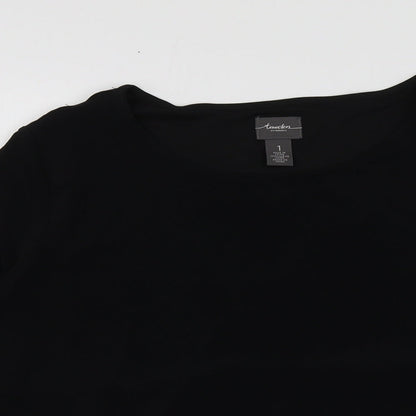Trawelers Womens Black  Polyester Basic Blouse Size 6 Round Neck