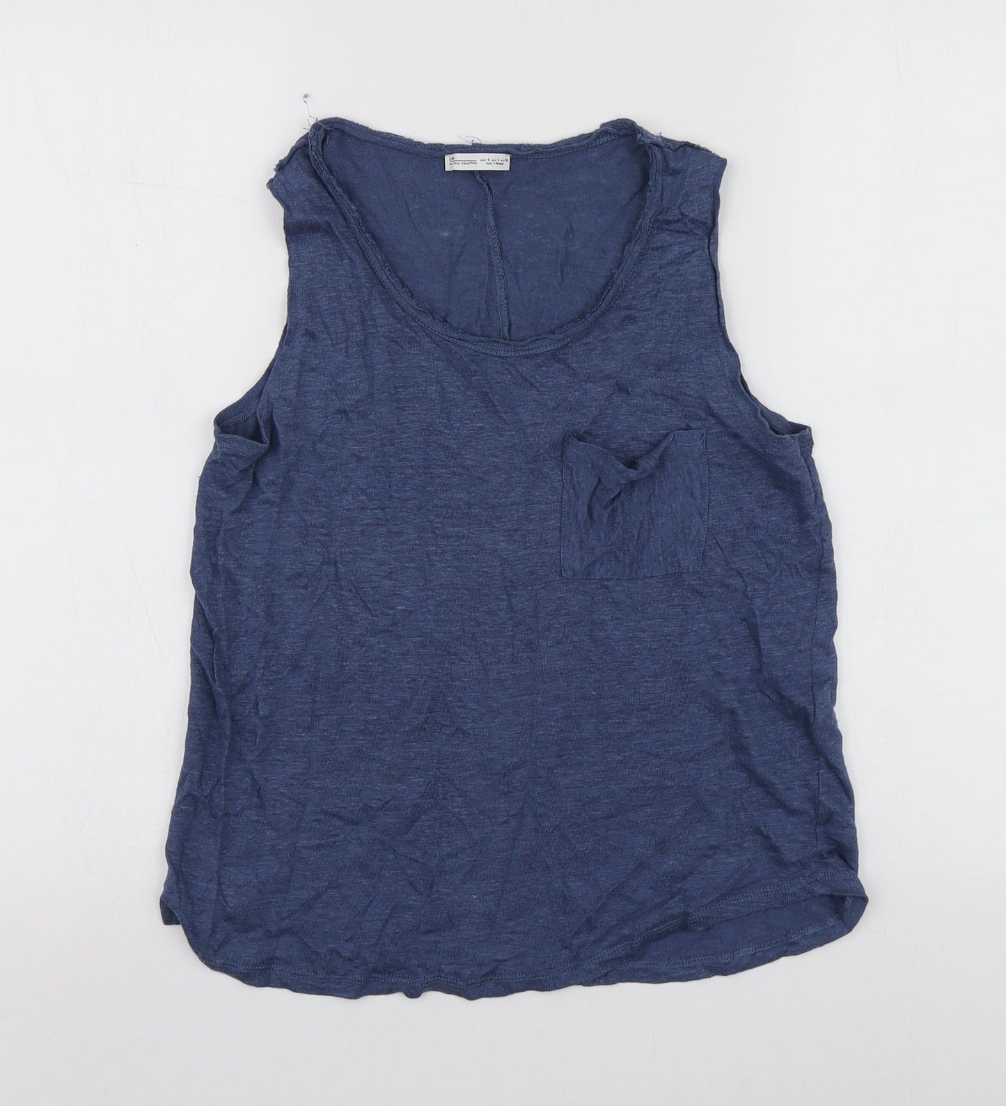 Womens UK Size S Zara Blue Basic T-Shirt