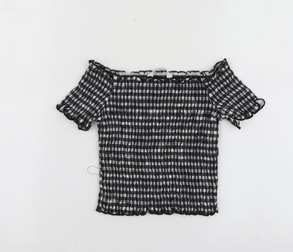 Candy Couture Girls Black Check Polyester Basic T-Shirt Size 11 Years Sweetheart