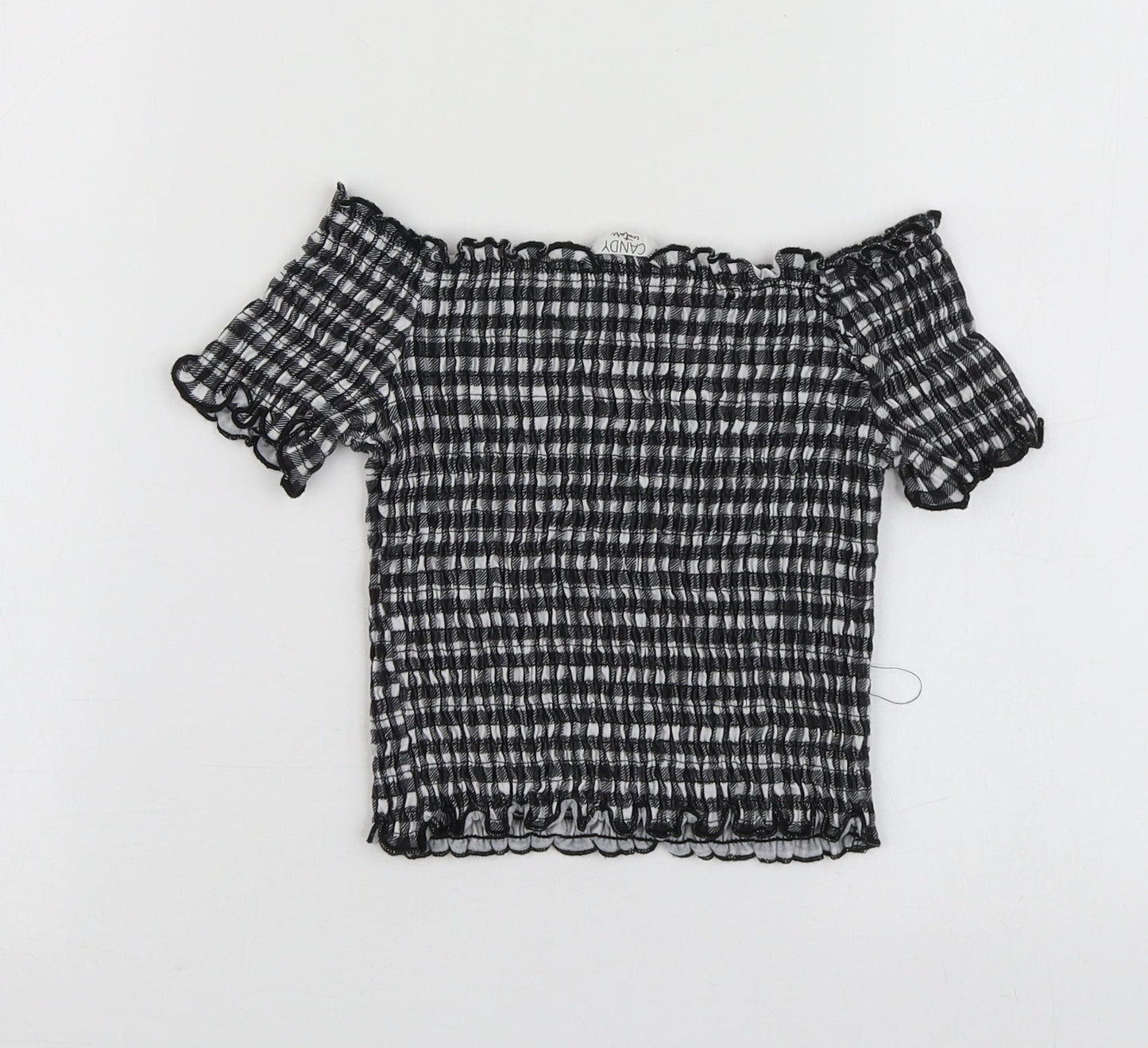 Candy Couture Girls Black Check Polyester Basic T-Shirt Size 11 Years Sweetheart