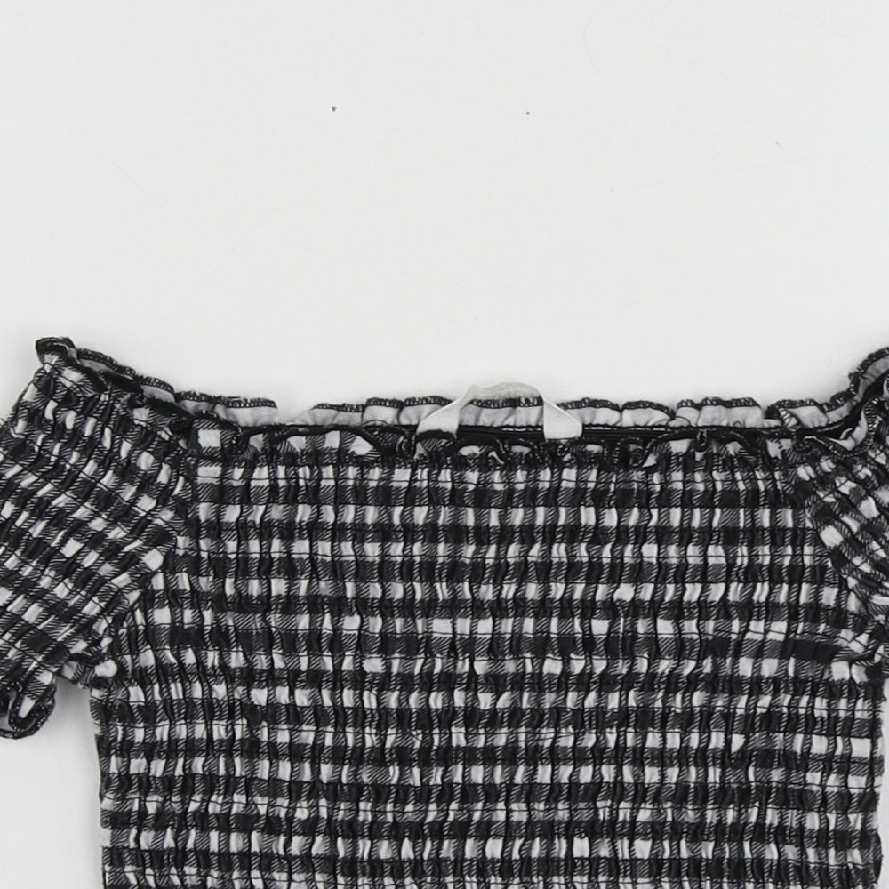 Candy Couture Girls Black Check Polyester Basic T-Shirt Size 11 Years Sweetheart