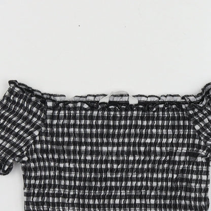 Candy Couture Girls Black Check Polyester Basic T-Shirt Size 11 Years Sweetheart