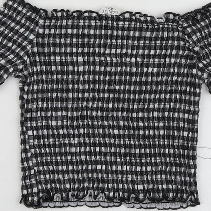 Candy Couture Girls Black Check Polyester Basic T-Shirt Size 11 Years Sweetheart