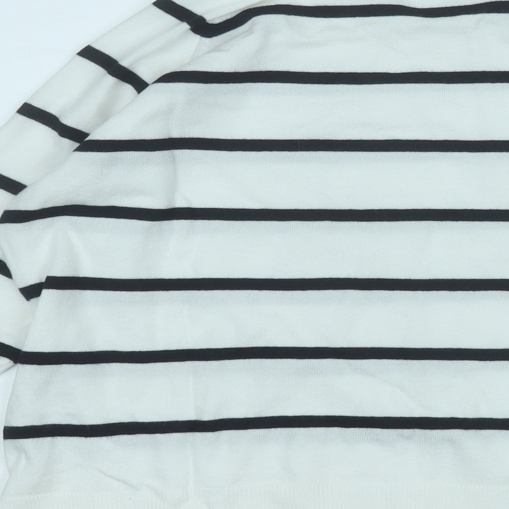 Primark Womens White Round Neck Striped Polyester Pullover Jumper Size 6