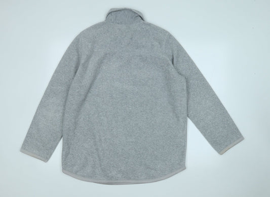 DASH Womens Grey Collared Geometric Polyester Pullover Jumper Size 12