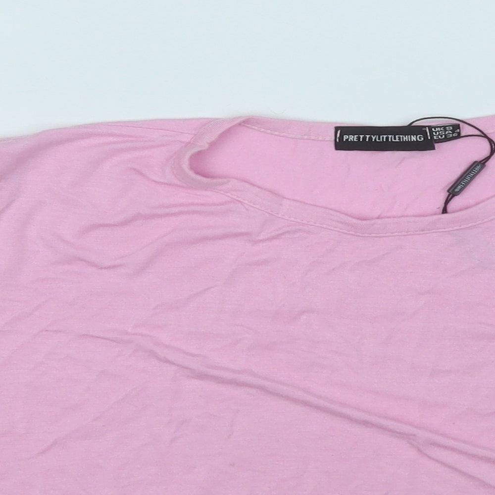 Womens UK Size 8 PRETTYLITTLETHING Pink Basic T-Shirt