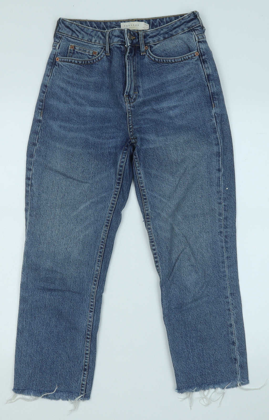 Topshop Womens Blue  Cotton Straight Jeans Size 25 in L30 in Regular