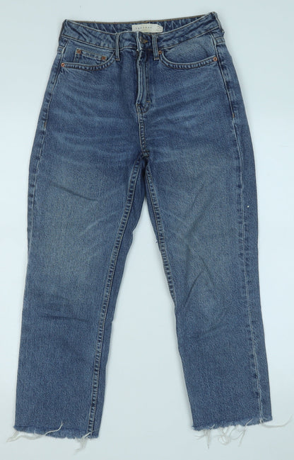Topshop Womens Blue  Cotton Straight Jeans Size 25 in L30 in Regular