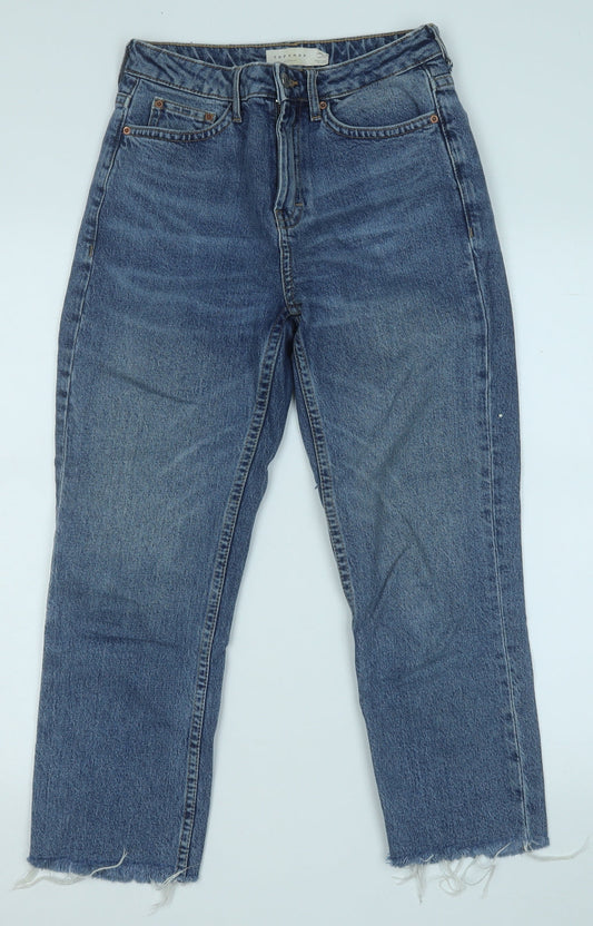 Topshop Womens Blue  Cotton Straight Jeans Size 25 in L30 in Regular