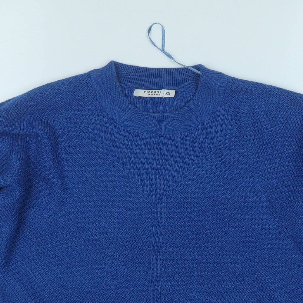TIFFOSI Womens Blue Round Neck  Acrylic Pullover Jumper Size XS
