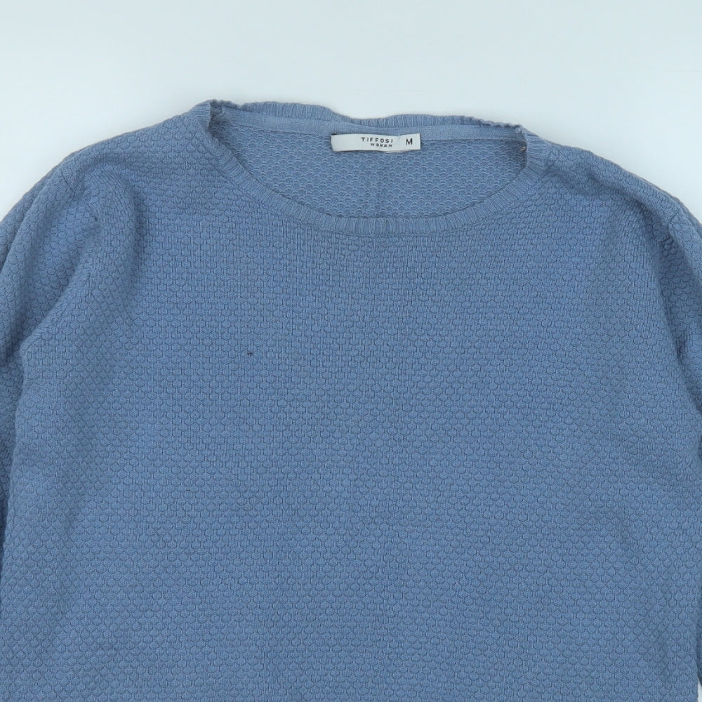 TIFFOSI Womens Blue Round Neck  Cotton Pullover Jumper Size M