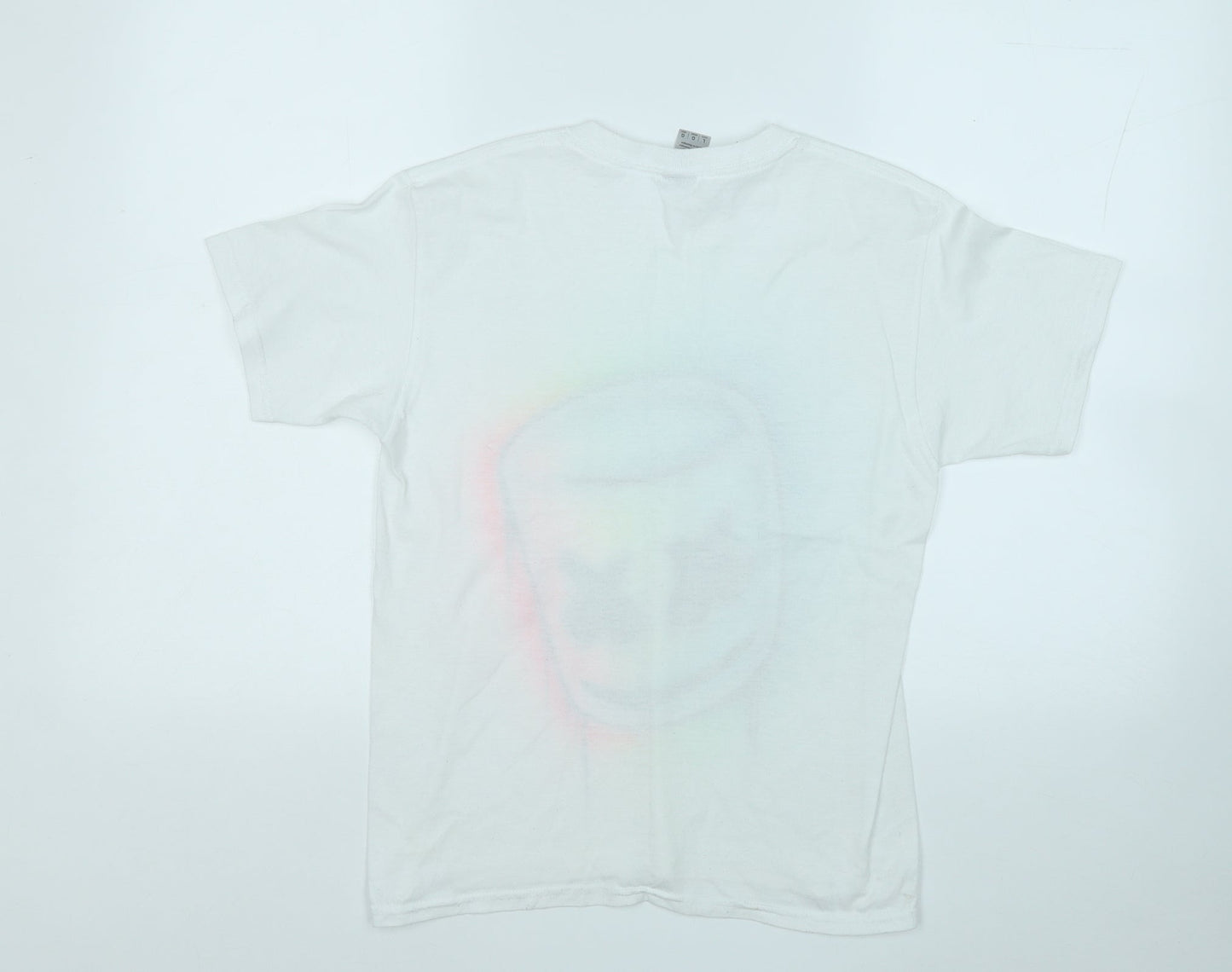 Gildan Boys White  Cotton Basic T-Shirt Size L Round Neck  - Marshmallow