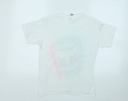 Gildan Boys White  Cotton Basic T-Shirt Size L Round Neck  - Marshmallow