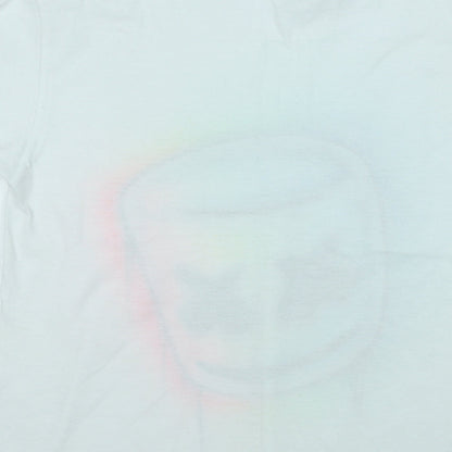 Gildan Boys White  Cotton Basic T-Shirt Size L Round Neck  - Marshmallow