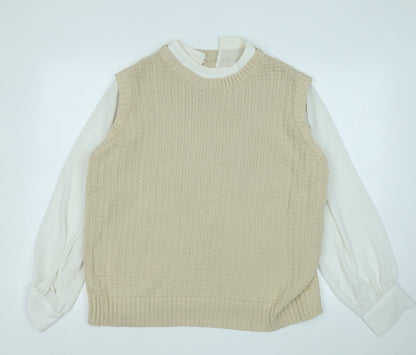 Womens UK Size L NEXT Beige Pullover Jumper