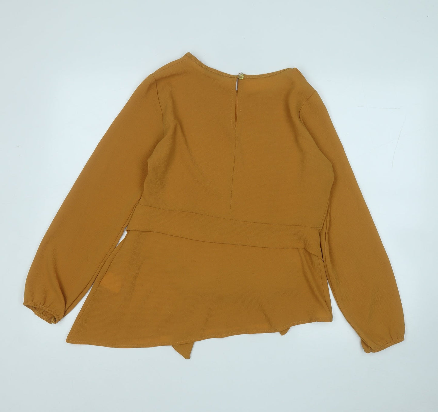 Boohoo Womens Yellow  Polyester Basic Blouse Size 8 Round Neck