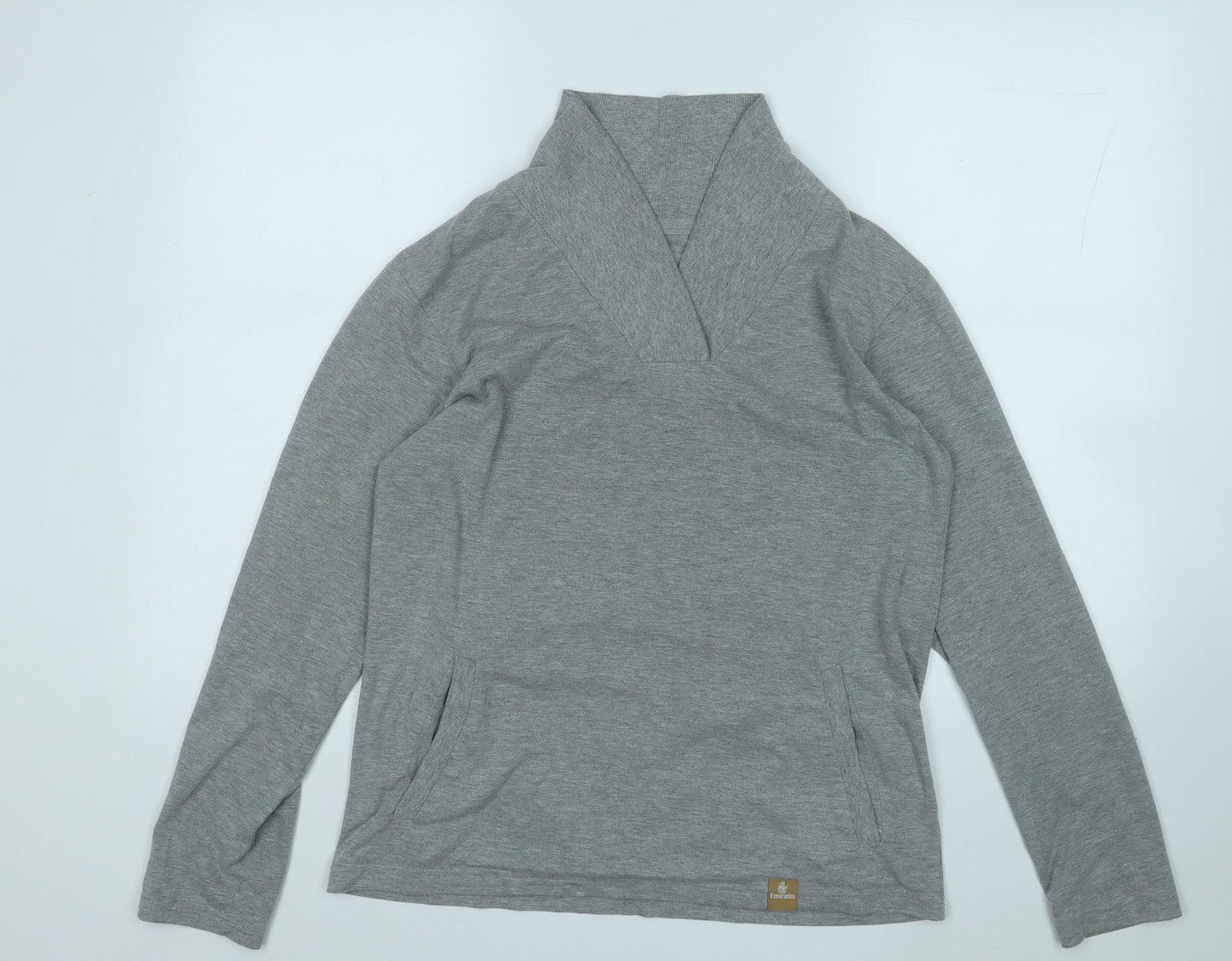 Hydra Womens Grey V-Neck  Polyester Pullover Jumper Size S