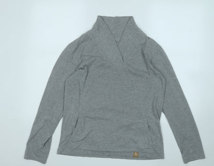 Hydra Womens Grey V-Neck  Polyester Pullover Jumper Size S