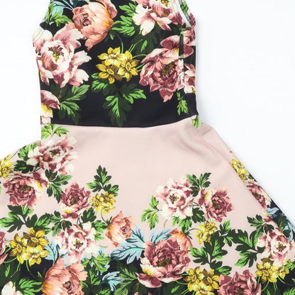 Preworn Womens Multicoloured Floral Polyester Trapeze & Swing  Size 8  Round Neck